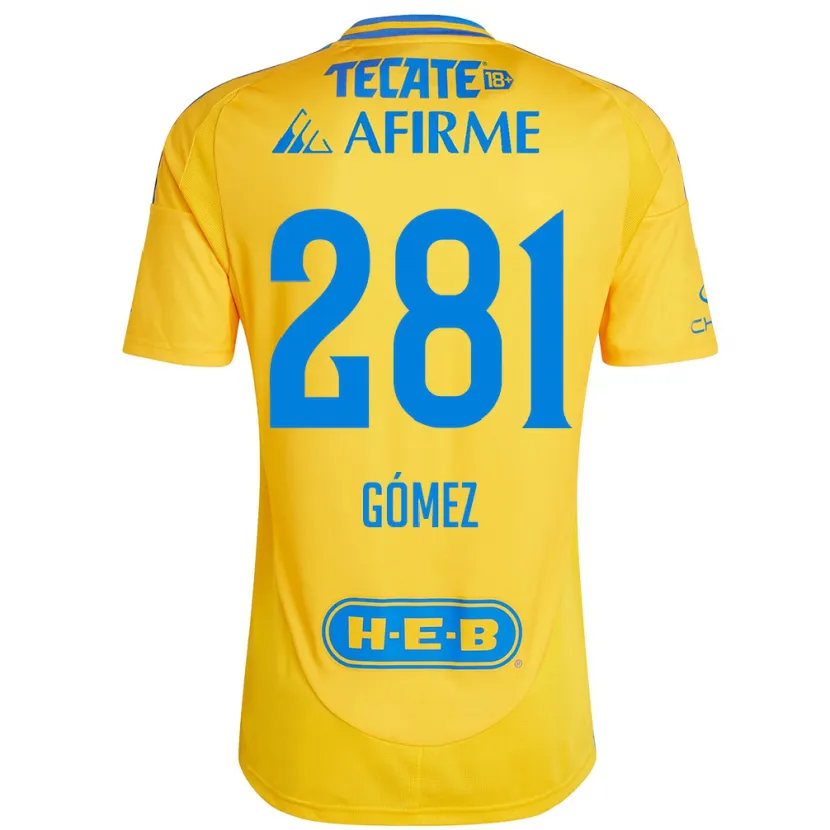 Danxen Criança Camisola Luis Gómez #281 Ouro Amarelo Principal 2024/25 Camisa Brasil