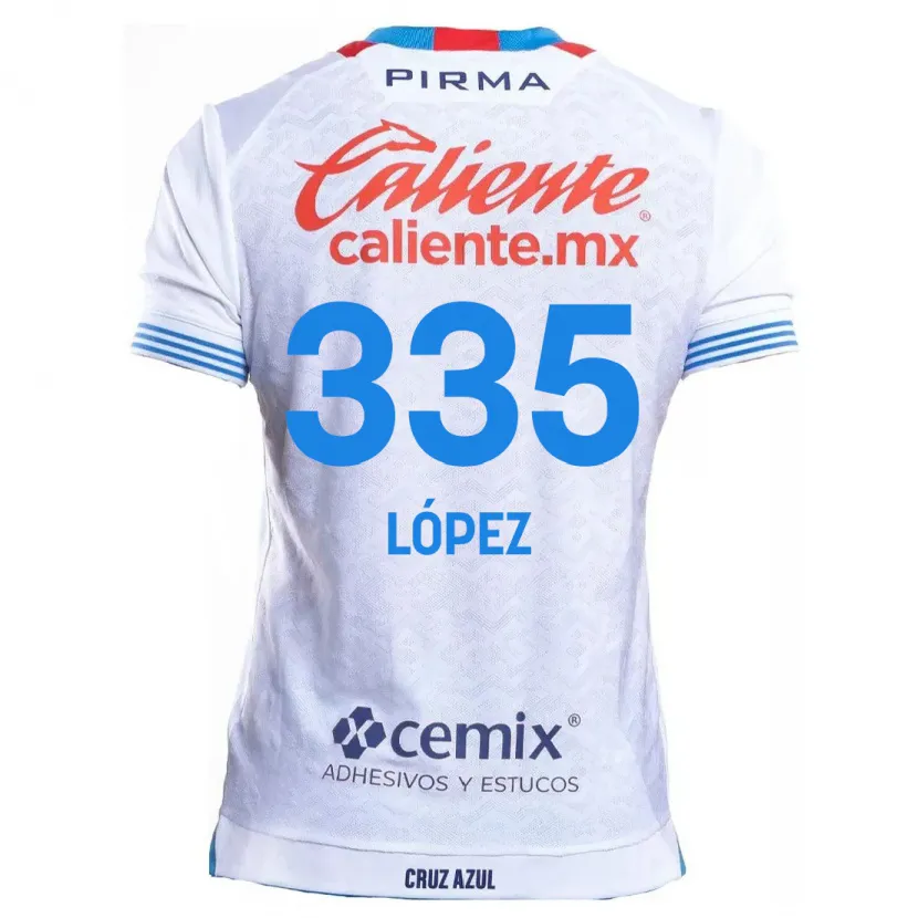 Danxen Criança Camisola Alfredo López #335 Branco Azul Alternativa 2024/25 Camisa Brasil