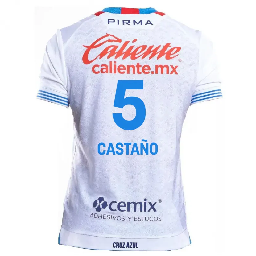 Danxen Criança Camisola Kevin Castaño #5 Branco Azul Alternativa 2024/25 Camisa Brasil