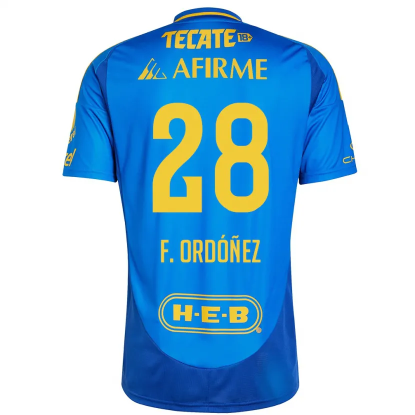 Danxen Criança Camisola Fernando Ordóñez #28 Azul Amarelo Alternativa 2024/25 Camisa Brasil