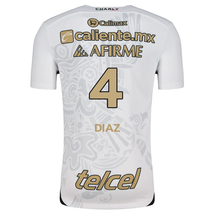 Danxen Criança Camisola Nicolás Díaz #4 Branco Preto Alternativa 2024/25 Camisa Brasil
