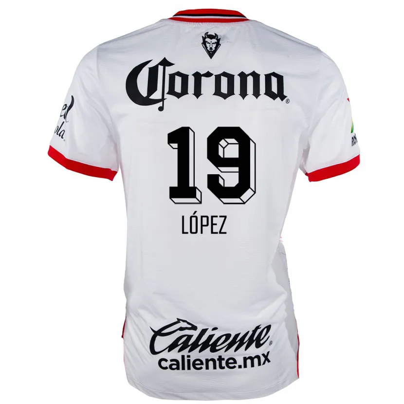 Danxen Criança Camisola Iván López #19 Branco Vermelho Alternativa 2024/25 Camisa Brasil