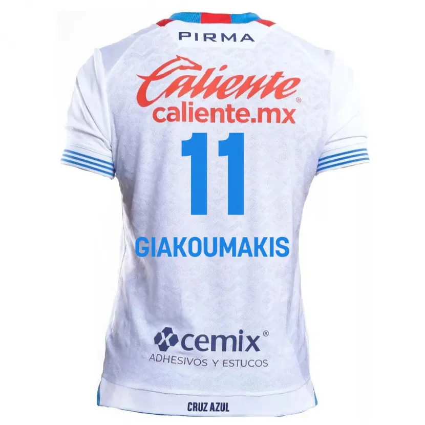 Danxen Homem Camisola Georgios Giakoumakis #11 Branco Azul Alternativa 2024/25 Camisa Brasil