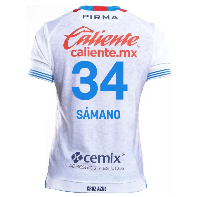 Danxen Homem Camisola Leonardo Sámano #34 Branco Azul Alternativa 2024/25 Camisa Brasil