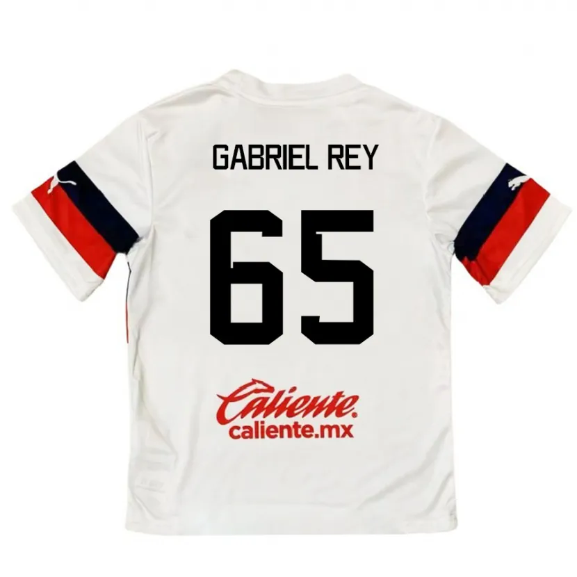 Danxen Homem Camisola Luis Gabriel Rey #65 Branco Vermelho Alternativa 2024/25 Camisa Brasil