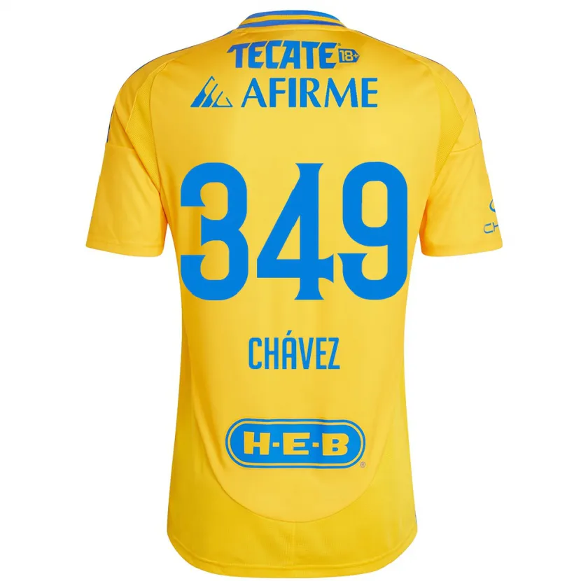 Danxen Mulher Camisola Jorge Chávez #349 Ouro Amarelo Principal 2024/25 Camisa Brasil