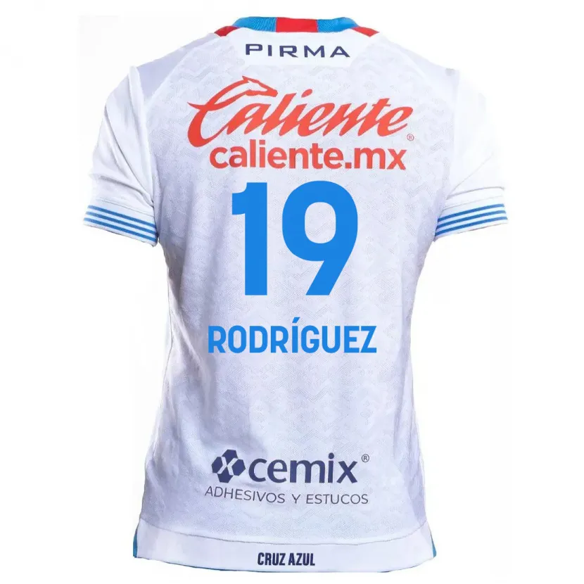 Danxen Mulher Camisola Carlos Rodríguez #19 Branco Azul Alternativa 2024/25 Camisa Brasil