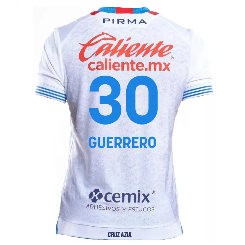 Danxen Mulher Camisola Rafael Guerrero #30 Branco Azul Alternativa 2024/25 Camisa Brasil