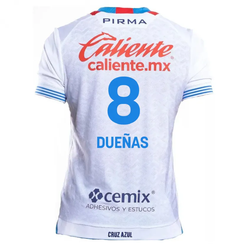 Danxen Mulher Camisola Jesús Dueñas #8 Branco Azul Alternativa 2024/25 Camisa Brasil