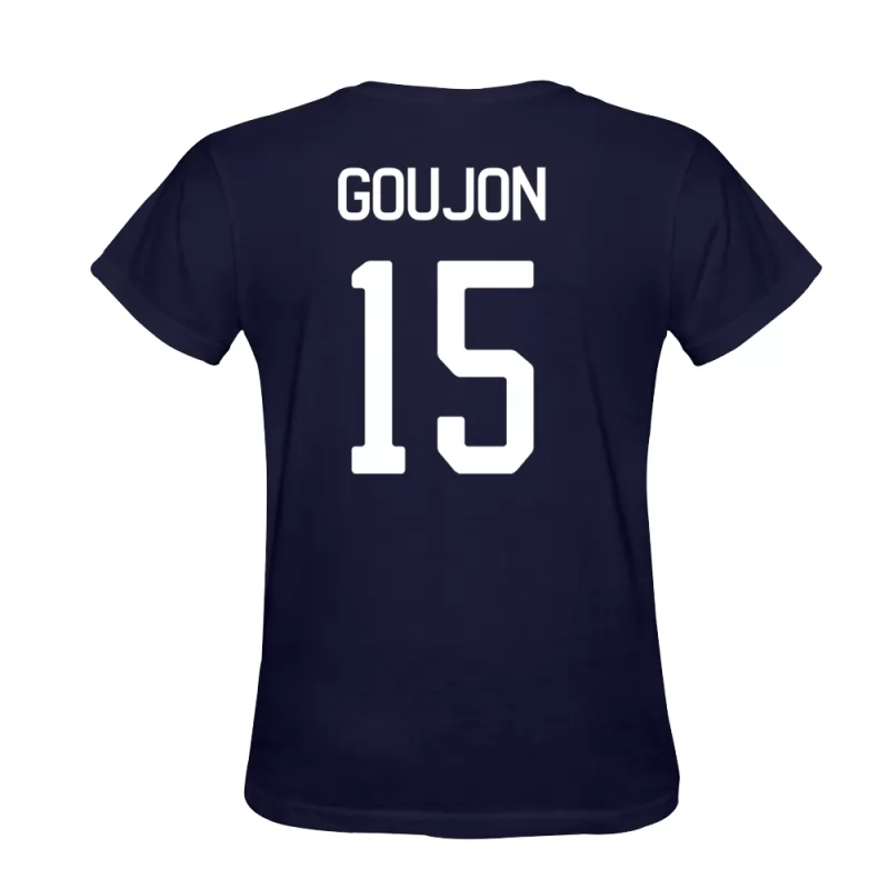 Homem Loic Goujon #15 Azul Escuro Camisola Design De Camiseta Shirt Brasil