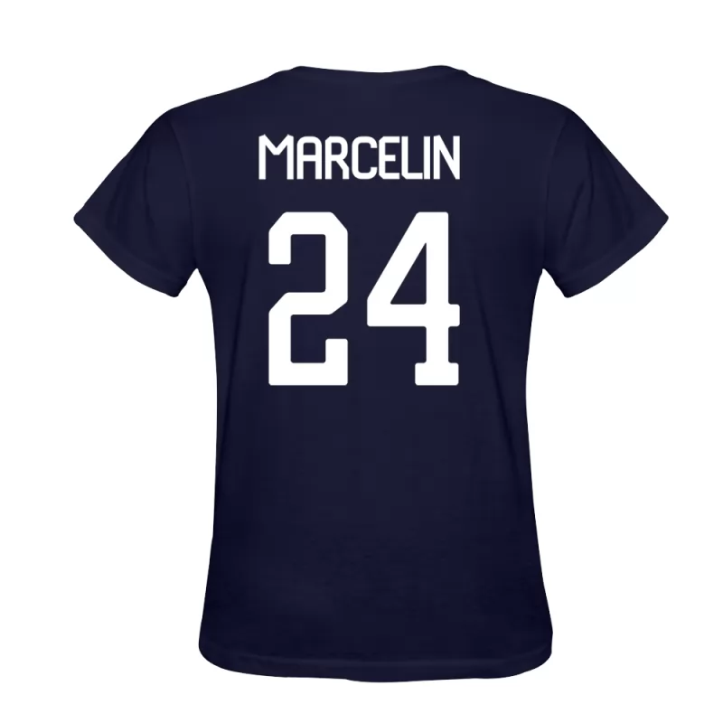 Homem Jean Marcelin #24 Azul Escuro Camisola Design De Camiseta Shirt Brasil